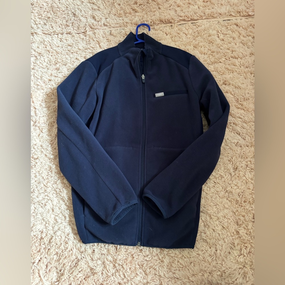 Figs Navy Full-Zip Knit Jacket